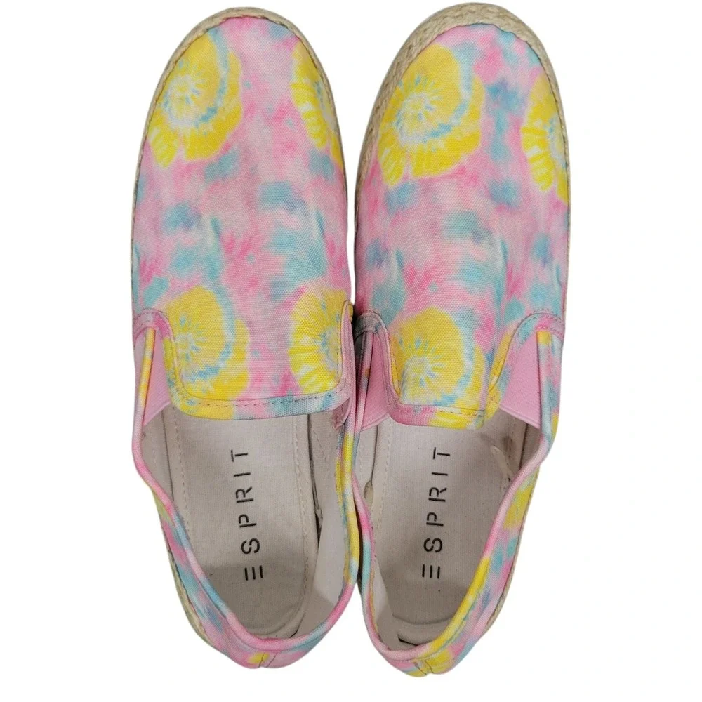 Esprit Espadrille Slip On Sneakers Tie Dye Pink‎ Yellow Shoes Sz 8.5 M HG9244